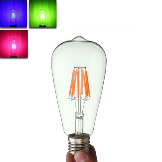 E27 ST64 8W RGB Edison Rereo Glass 800Lm Vintage Incandescent Light Lamp Bulb AC220V