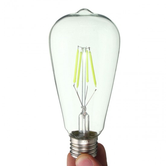 E27 ST64 Retro Edison LED 4W COB Squirrel Cage Colorful Filament Glass Light Lamp Bulb AC 220V