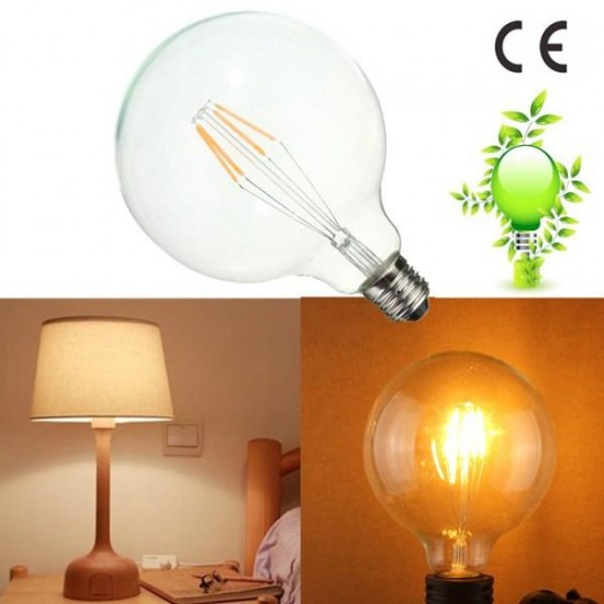 G125 4W E27 Edison Filament Warm White Globe COB LED Light Bulb 220-240V