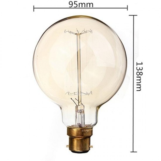G95 B22 60W 110/220V 138mm x 95mm Incandescent Bulbs Retro Edison Bulb G95 B22 60W 110/220V 138mm x 95mm Incandescent Bulbs Retro Edison Bulb