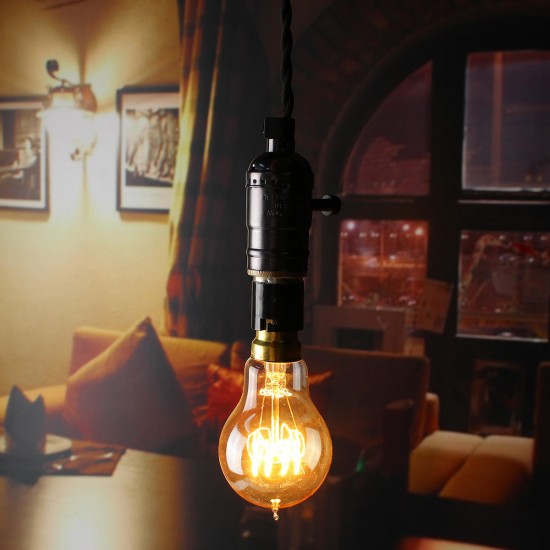 AC220V B22 60W A19 Teardrops Shape Amber Shell Edison Retro Incandescent Light Bulb for Home