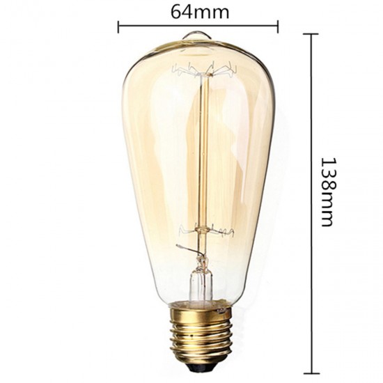 E27 40W ST64 A19 Edison Vintage Incandescent Light Bulb Nostalgia Filament Lamp AC220V