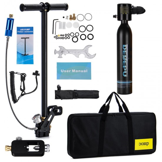 0.5L Diving Tank Equipment Kit Mini Scuba Dive Cylinder Oxygen Tank Box Snorkel With Pump Breathing Valve Scuba Adapter