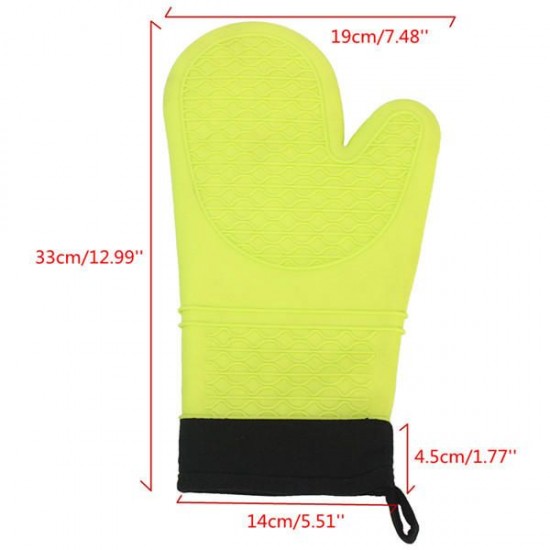 1 Pair Heat Resistant Oven Glove Kitchen BBQ Cooking Grilling Baking Mitt Silicone Fabric Glove