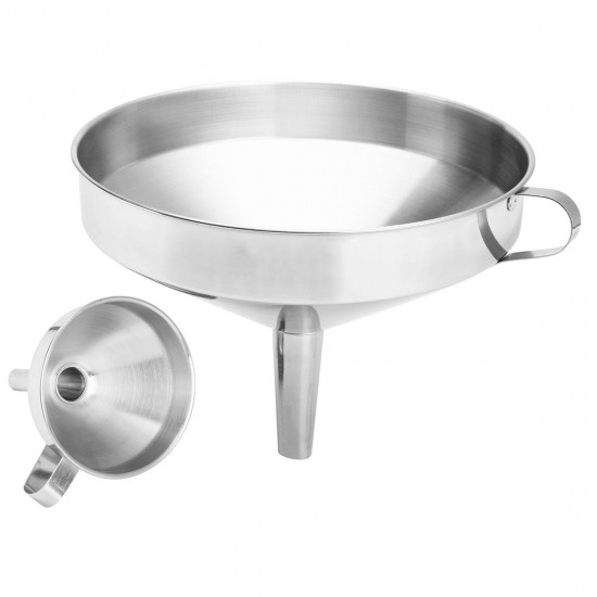 10-24cm Stainless Steel Wide Mouth Liquid Water Oil Funnel Kitchen Filter Tool