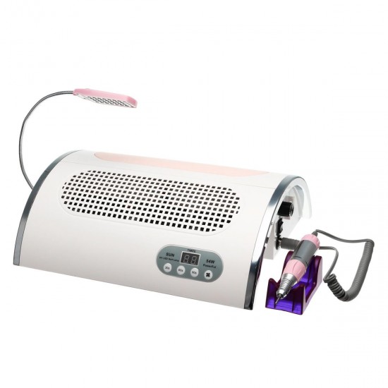 100-240V 3 in 1 25000RPM Electric Nail Drill Art Set Dust Collector Suction Machine with Lamp