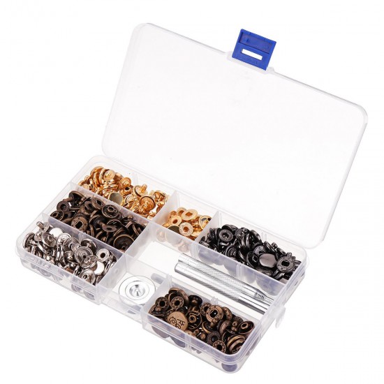 100Pcs Metal Mixed Jeans Buttons Snap Fasteners Press Stud Popper Denim Jacket Leather Kit 100Pcs Metal Mixed Jeans Buttons Snap Fasteners Press Stud Popper Denim Jacket Leather Kit