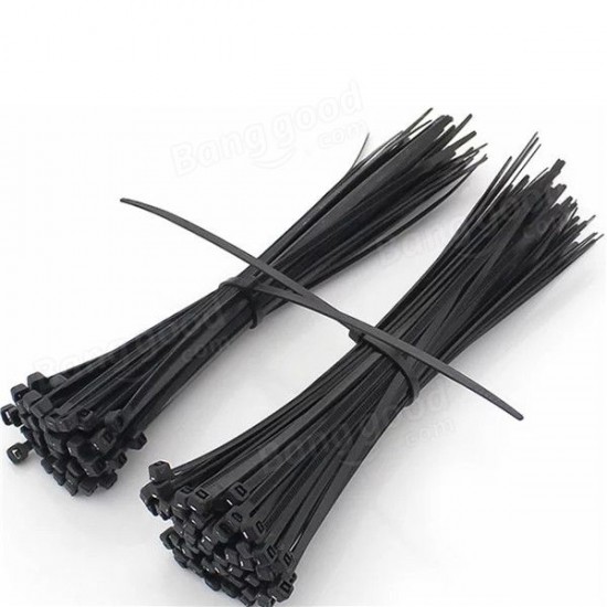 100pcs 100-450MM Nylon Cable Wire Zip Ties Cord Wraps Black & White