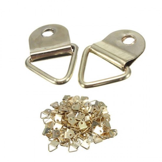 100pcs Golden Metal Photo Picture Frame Hook Hanger Triangle Ring 100pcs Golden Metal Photo Picture Frame Hook Hanger Triangle Ring