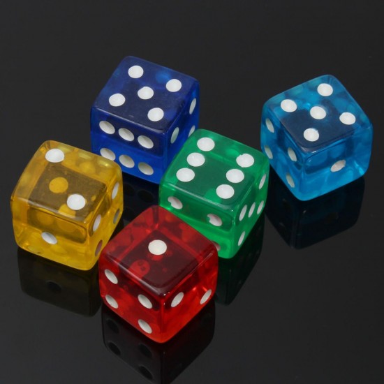 10PCS 19mm Acrylic Gaming Dice Standard Six Sided Die 5 Colors
