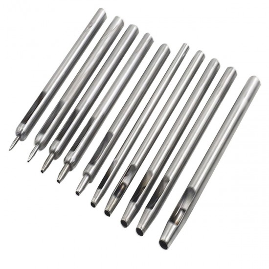 10PCS Drilling Leather Punching Tools Kit Belt Punches DIY Handmade Round Hollow 10PCS Drilling Leather Punching Tools Kit Belt Punches DIY Handmade Round Hollow