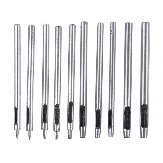 10PCS Drilling Leather Punching Tools Kit Belt Punches DIY Handmade Round Hollow 10PCS Drilling Leather Punching Tools Kit Belt Punches DIY Handmade Round Hollow
