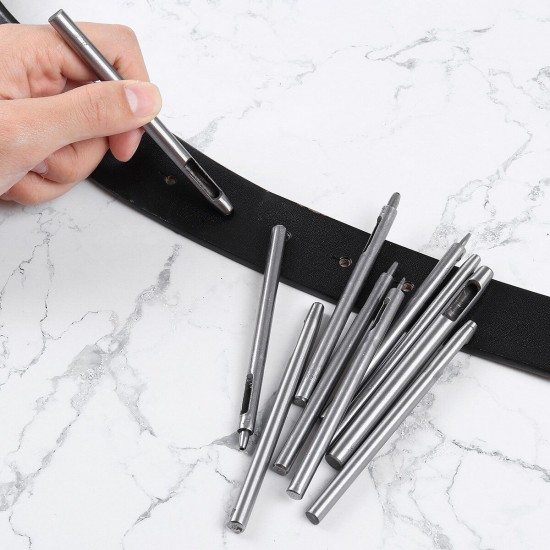 10PCS Drilling Leather Punching Tools Kit Belt Punches DIY Handmade Round Hollow 10PCS Drilling Leather Punching Tools Kit Belt Punches DIY Handmade Round Hollow