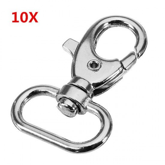 10Pcs 40mm Silver Zinc Alloy Swivel Lobster Claw Clasp Snap Hook with 19mm Oval Ring