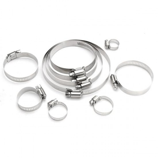 10Pcs 6mm-114mm Stainless Steel Hose Pipe Clips Clamps Fasteners Assorted 10Pcs 6mm-114mm Stainless Steel Hose Pipe Clips Clamps Fasteners Assorted