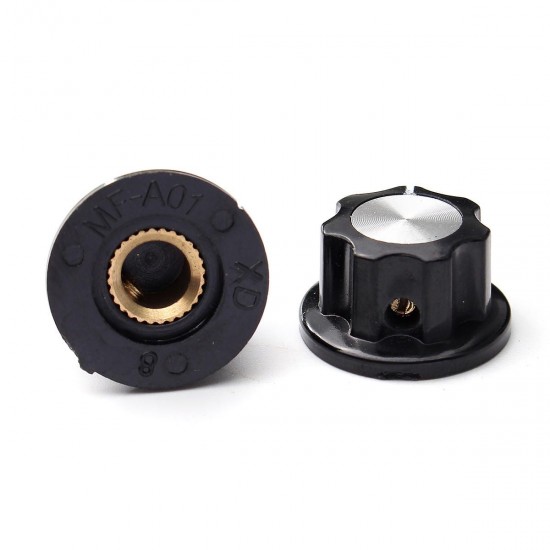 10Pcs Nonslip Potentiometer Rotary Control Knobs 6mm Hole 12mm Top Black Silver Tone Shift Knob