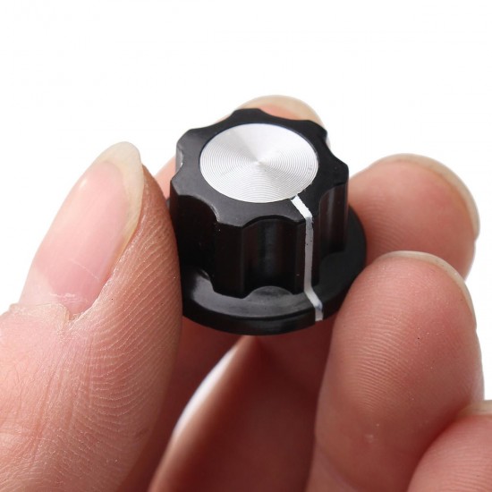 10Pcs Nonslip Potentiometer Rotary Control Knobs 6mm Hole 12mm Top Black Silver Tone Shift Knob