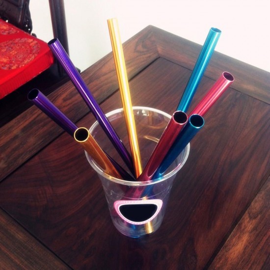 10Pcs/Set Aluminum Drinking Straw Straws Reusable Slurpee Cocktail Drinking Straw Party Supplies