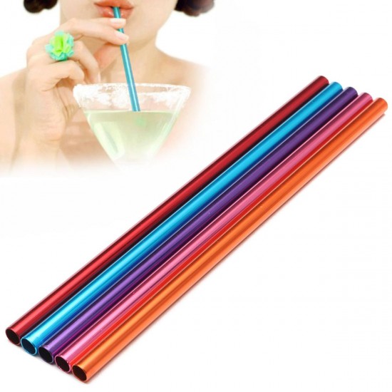 10Pcs/Set Aluminum Drinking Straw Straws Reusable Slurpee Cocktail Drinking Straw Party Supplies