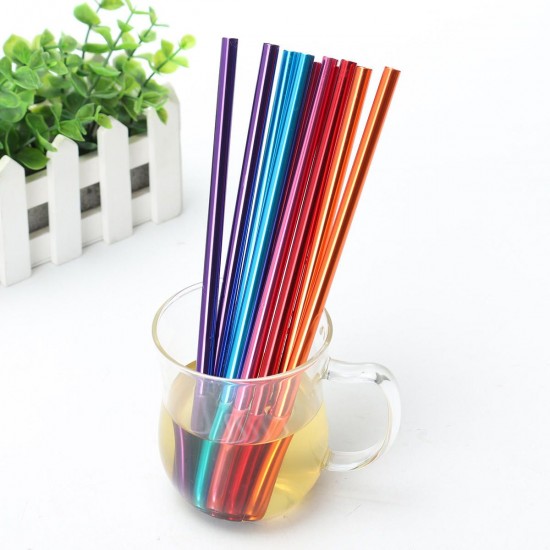 10Pcs/Set Aluminum Drinking Straw Straws Reusable Slurpee Cocktail Drinking Straw Party Supplies