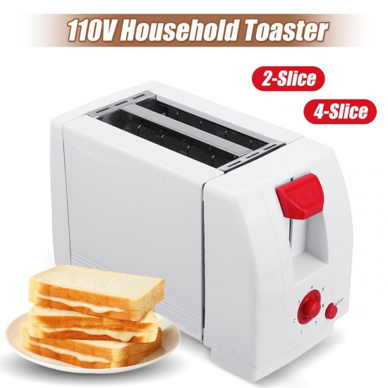 110-220V 2/4 Slices Electric Automatic Toaster Stainless Bread Maker Extra Wide Slot with Crumb Tray