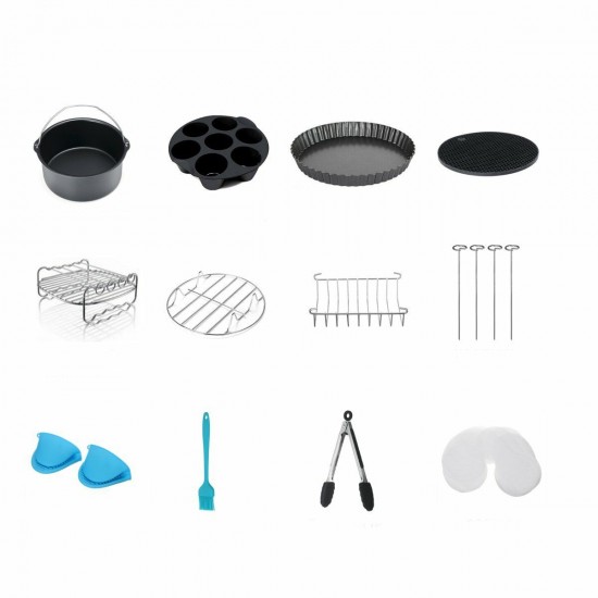 115Pcs 7/8/9 inch Air Fryer Frying Baking Pan Rack Tray Oven Barbecue Accessories Set 115Pcs 7/8/9 inch Air Fryer Frying Baking Pan Rack Tray Oven Barbecue Accessories Set