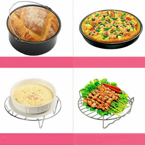 115Pcs 7/8/9 inch Air Fryer Frying Baking Pan Rack Tray Oven Barbecue Accessories Set 115Pcs 7/8/9 inch Air Fryer Frying Baking Pan Rack Tray Oven Barbecue Accessories Set