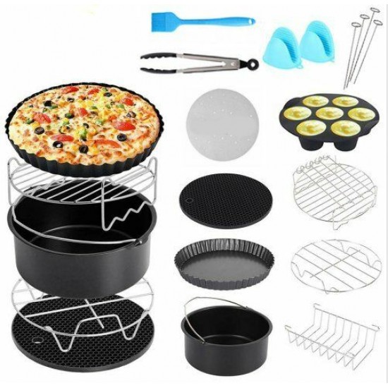 115Pcs 7/8/9 inch Air Fryer Frying Baking Pan Rack Tray Oven Barbecue Accessories Set 115Pcs 7/8/9 inch Air Fryer Frying Baking Pan Rack Tray Oven Barbecue Accessories Set