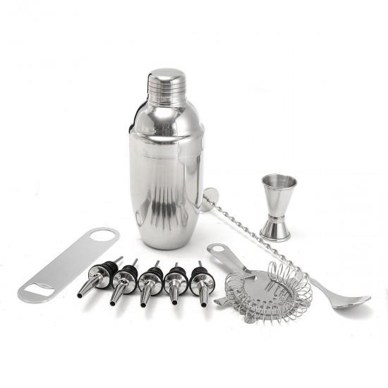 11Pcs Stainless Steel Cocktail Shaker Mixer Martini Spirits Muddler Pourer Strainer Bartender Set 11Pcs Stainless Steel Cocktail Shaker Mixer Martini Spirits Muddler Pourer Strainer Bartender Set