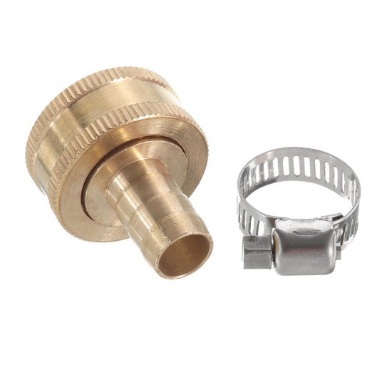 1/2 '' NPT Brass Male Female Connector Garden Hose Repair Quick Connect Water Pipe Fittings Car Wash Adapter w/ Adjustable Ear Hose Clamp Clip