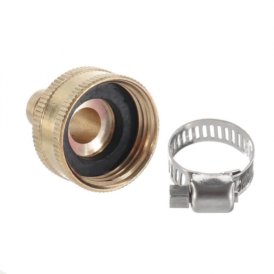 1/2 '' NPT Brass Male Female Connector Garden Hose Repair Quick Connect Water Pipe Fittings Car Wash Adapter w/ Adjustable Ear Hose Clamp Clip