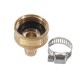 1/2 '' NPT Brass Male Female Connector Garden Hose Repair Quick Connect Water Pipe Fittings Car Wash Adapter w/ Adjustable Ear Hose Clamp Clip