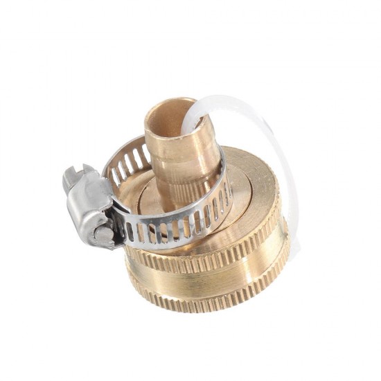 1/2 '' NPT Brass Male Female Connector Garden Hose Repair Quick Connect Water Pipe Fittings Car Wash Adapter w/ Adjustable Ear Hose Clamp Clip