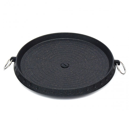 12 Inch Korean Barbecue Nonstick Plate Grill Pan Maifan Stone Round Cooker BBQ Tray