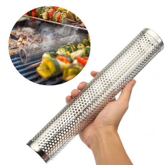 12 Inch Round BBQ Smoker Wood Pellet Grill Hot Cold Smoke Generator Smoking Mesh Tube