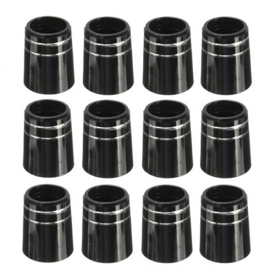 12Pcs Black Plastic Golf Tip Ferrules Rings Adapters For .375 and .350 Iron Shafts