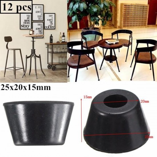 12pcs 25x20x15mm Black Rubber Protector for Chair Leg Table Crutch Feet Stools Furniture Feet