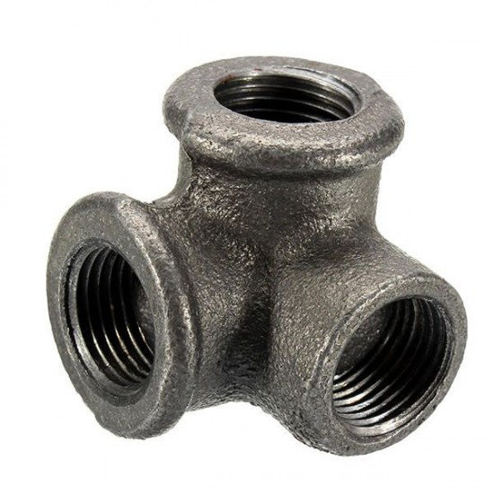 1/2'' 3/4'' 1'' 3 Way Pipe Fittings Malleable Iron Black Elbow Tee Female Connector