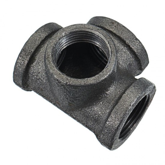 1/2'' 3/4'' 1'' 4 Way Pipe Fitting Malleable Iron Black Side Outlet Tee Female Tube Connector 1/2'' 3/4'' 1'' 4 Way Pipe Fitting Malleable Iron Black Side Outlet Tee Female Tube Connector