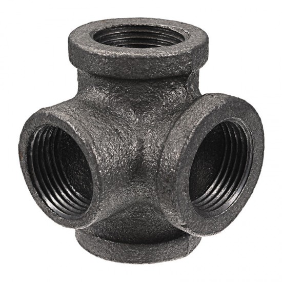 1/2'' 3/4'' 1'' 4 Way Pipe Fitting Malleable Iron Black Side Outlet Tee Female Tube Connector 1/2'' 3/4'' 1'' 4 Way Pipe Fitting Malleable Iron Black Side Outlet Tee Female Tube Connector