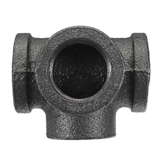 1/2'' 3/4'' 1'' 4 Way Pipe Fitting Malleable Iron Black Side Outlet Tee Female Tube Connector