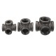 1/2'' 3/4'' 1'' 4 Way Pipe Fitting Malleable Iron Black Side Outlet Tee Female Tube Connector