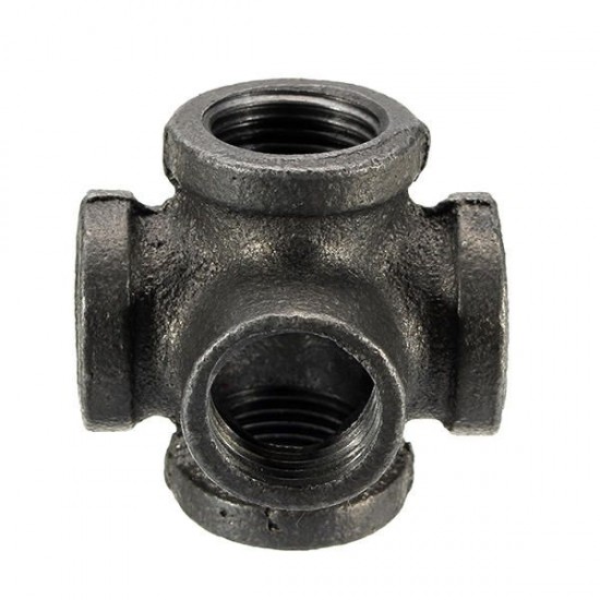 1/2'' 3/4'' 1'' 5 Way Pipe Fitting Malleable Iron Black Outlet Cross Female Tube Connector 1/2'' 3/4'' 1'' 5 Way Pipe Fitting Malleable Iron Black Outlet Cross Female Tube Connector