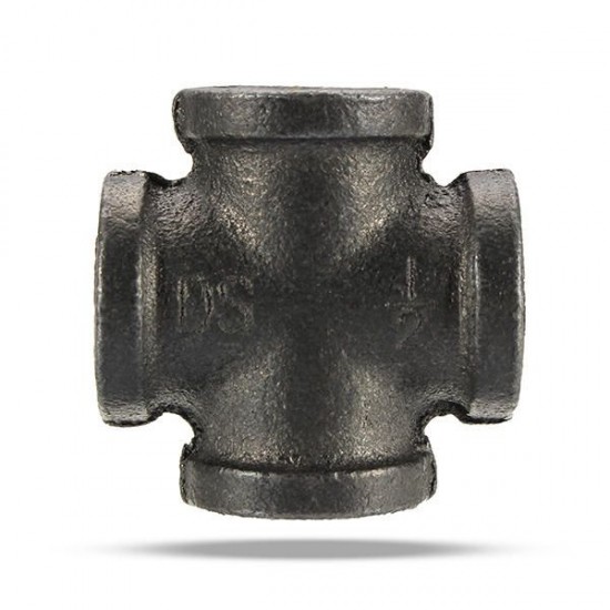 1/2'' 3/4'' 1'' 5 Way Pipe Fitting Malleable Iron Black Outlet Cross Female Tube Connector