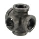 1/2'' 3/4'' 1'' 5 Way Pipe Fitting Malleable Iron Black Outlet Cross Female Tube Connector