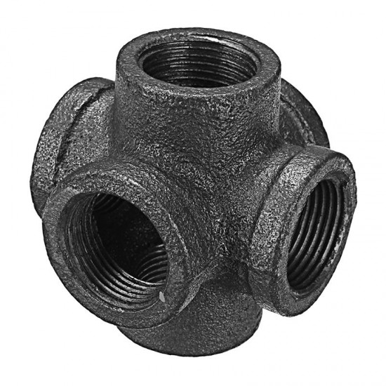 1/2'' 3/4'' 1'' 6 Way Pipe Fitting Malleable Iron Black Double Outlet Cross Female Tube Connector 1/2'' 3/4'' 1'' 6 Way Pipe Fitting Malleable Iron Black Double Outlet Cross Female Tube Connector