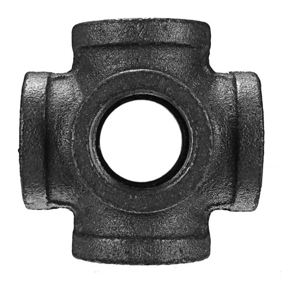 1/2'' 3/4'' 1'' 6 Way Pipe Fitting Malleable Iron Black Double Outlet Cross Female Tube Connector