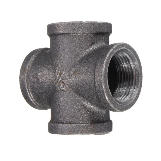 1/2'' 3/4'' 1'' Cross 4 Way Pipe Fitting Malleable Iron Black Female Tube Connector 1/2'' 3/4'' 1'' Cross 4 Way Pipe Fitting Malleable Iron Black Female Tube Connector