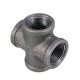 1/2'' 3/4'' 1'' Cross 4 Way Pipe Fitting Malleable Iron Black Female Tube Connector