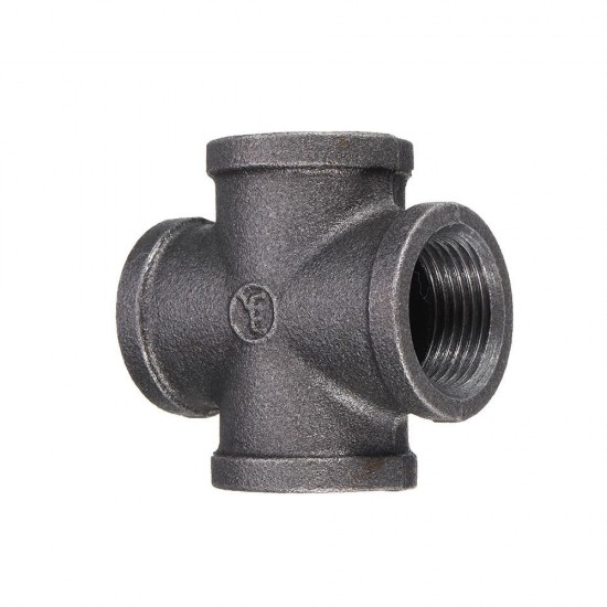 1/2'' 3/4'' 1'' Cross 4 Way Pipe Fitting Malleable Iron Black Female Tube Connector 1/2'' 3/4'' 1'' Cross 4 Way Pipe Fitting Malleable Iron Black Female Tube Connector